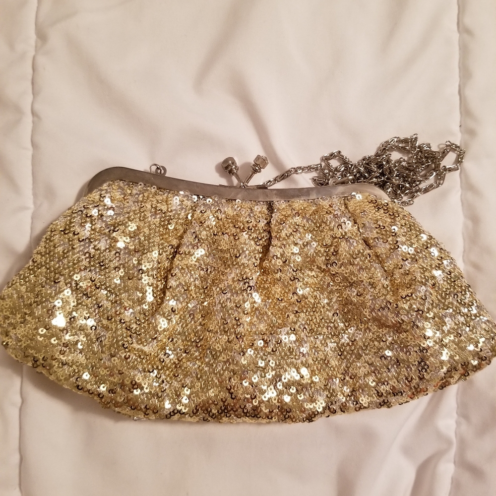 Gold clutch purse